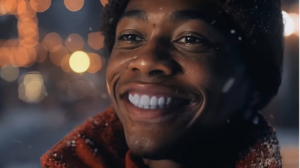 Screenshot of an AI character featured in one of Coca Cola's Christmas ads.